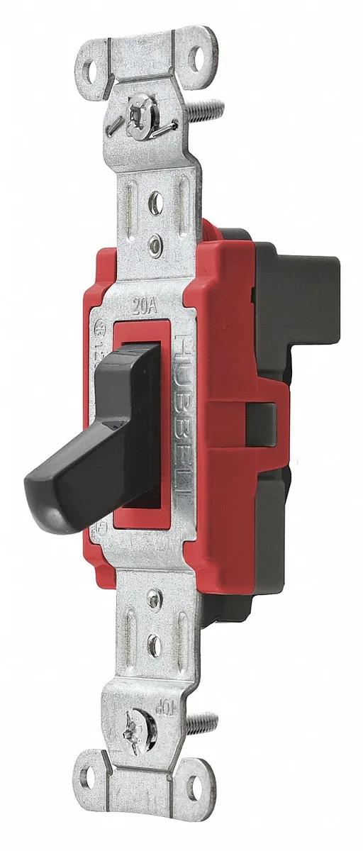 Black single-pole toggle wall switch, thermoplastic housing
