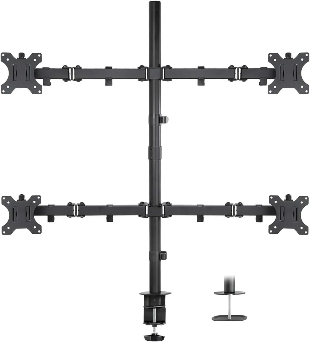 PISKEKAT PISKEKAT Quad Monitor Desk Mount 19-32in VESA 75 100 C-Clamp Grommet — product photo