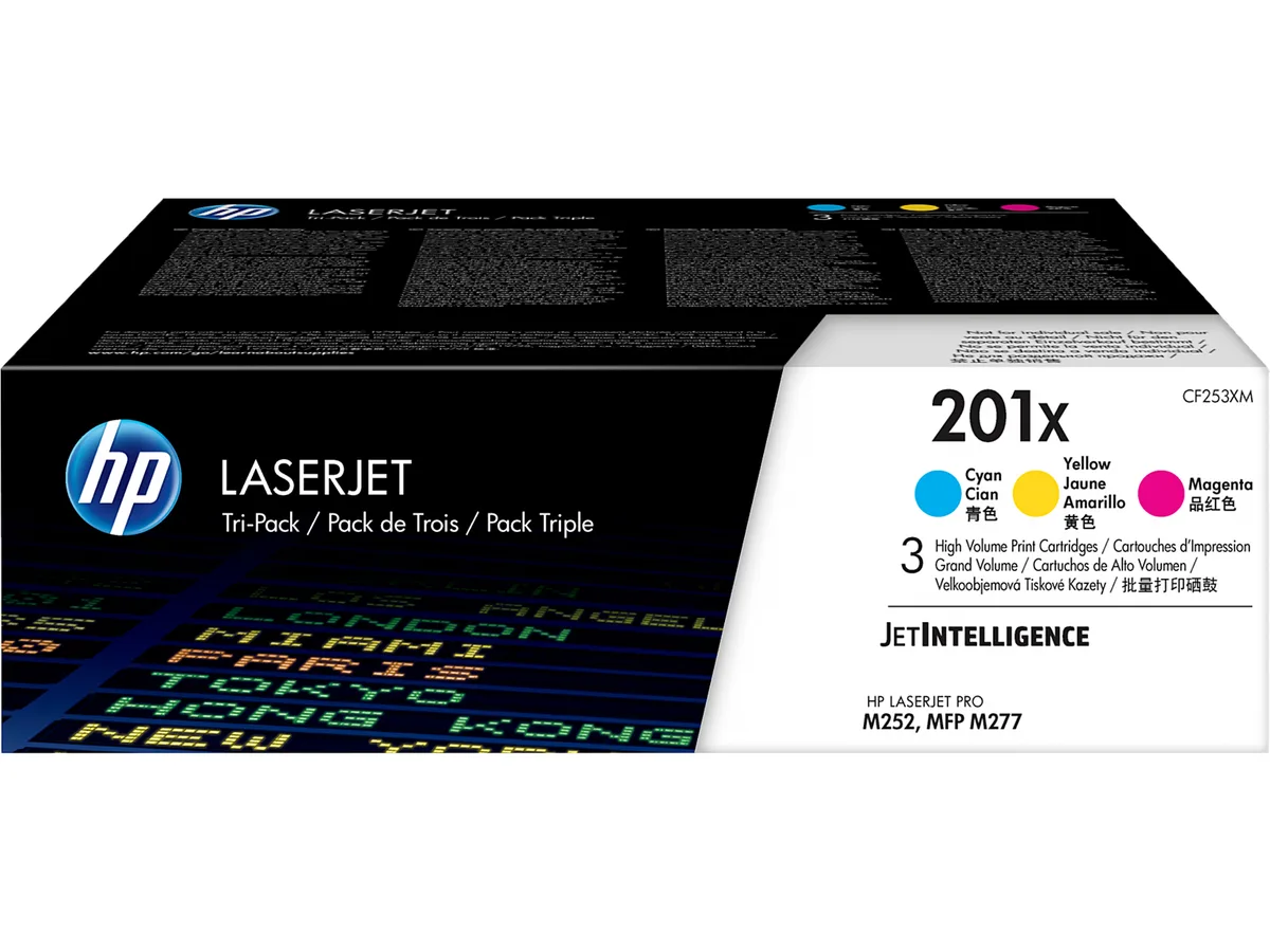 HP HP 201X CF253XM 3-pack Cyan/Magenta/Yellow High Yield Toner Cartridges — product photo