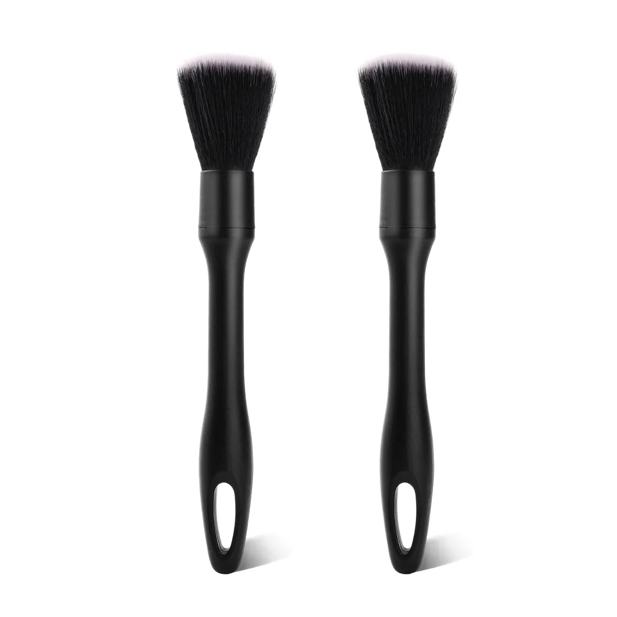 Three black ultra-soft detailing brushes with synthetic bristles, compact handles, scratch-free for interior surfaces
