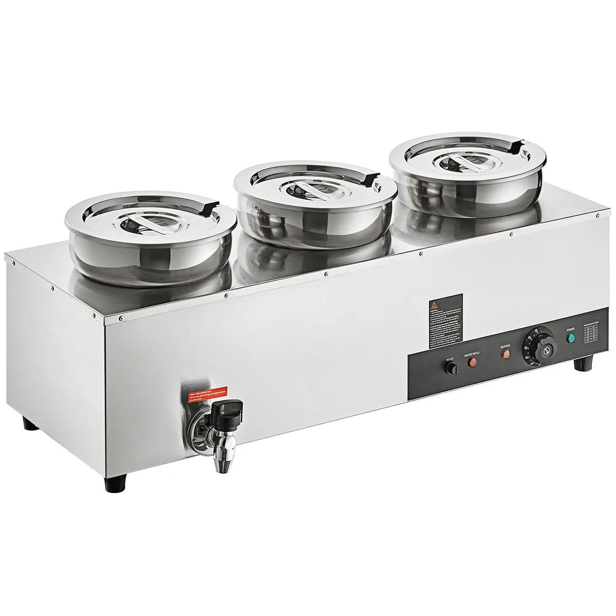 VEVOR VEVOR BW3374QT1200W47W6V1 Three 7.4 qt Soup Warmer Silver — product photo