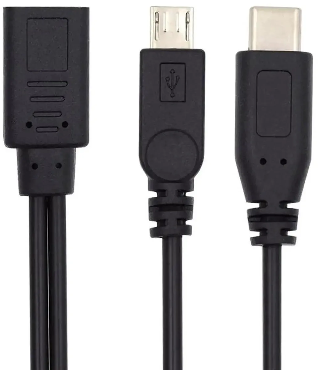 SMUGDESK SMUGDESK USB-C Female to Micro USB Male &amp; USB-C Female Splitter Cable 30cm USB 3.1 — product photo