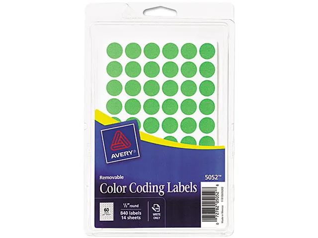 Avery Avery 05052 Removable Color-Coding Labels, .5in dia, Neon Green, 840/Pack — product photo