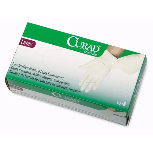 Medline Medline CUR8103 Latex Exam Gloves Powder Free X-Small 100/BX White — toote foto