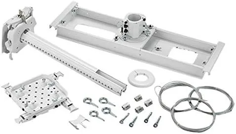 White ceiling projector mount with adjustable bracket and preassembled column