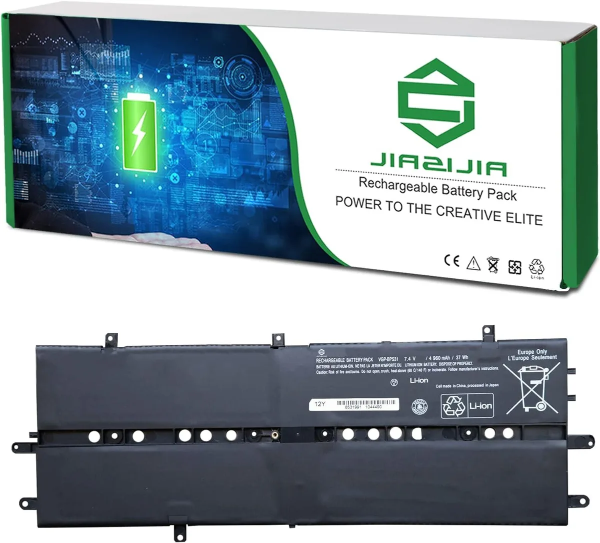 NShi NShi VGP-BPS31 laptop battery 7.4V 37Wh 4960mAh for Sony Vaio Duo 11 SVD11215CG SVD11216PGB — product photo