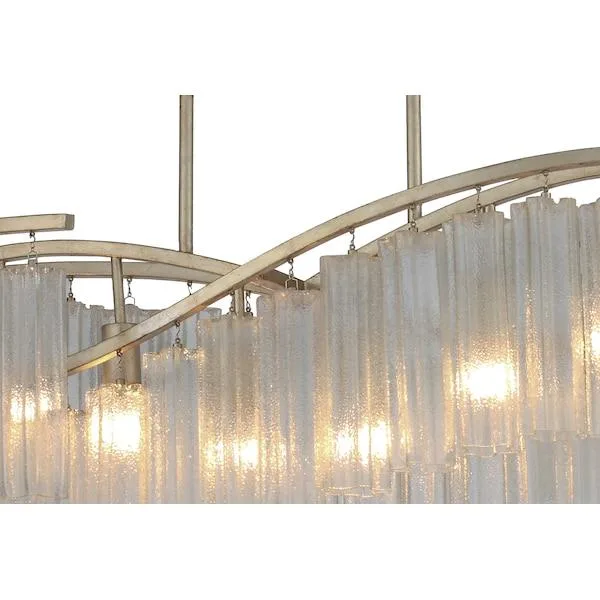Golden Silver linear pendant with six cascading glass shades