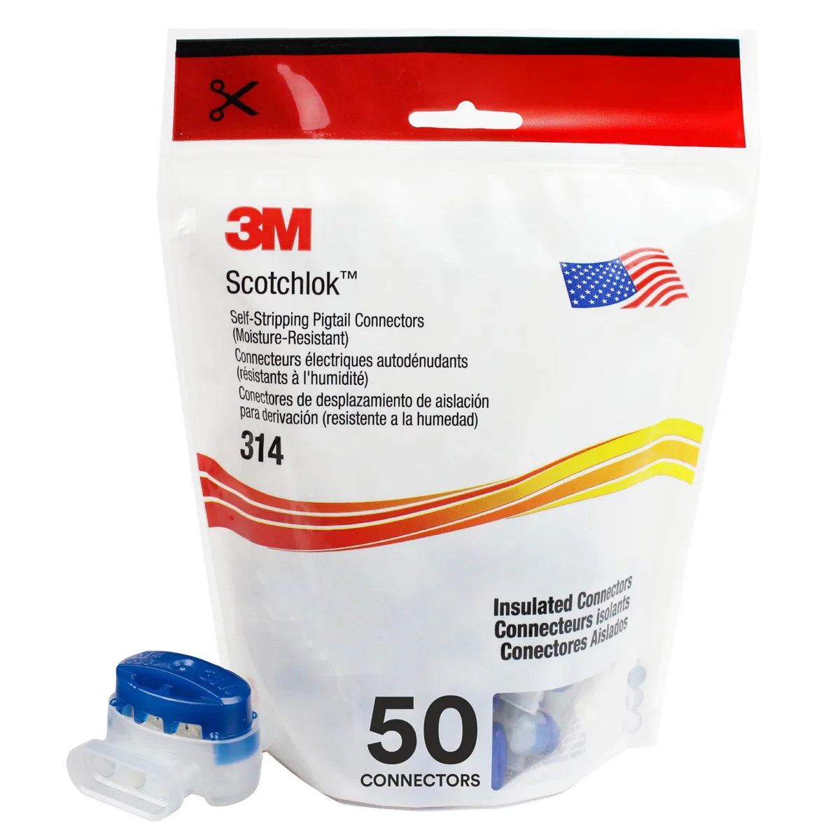 3M Scotchlok 314-BOX Wire Cap Connectors Blue 22-14 AWG Pack of 50 — product photo