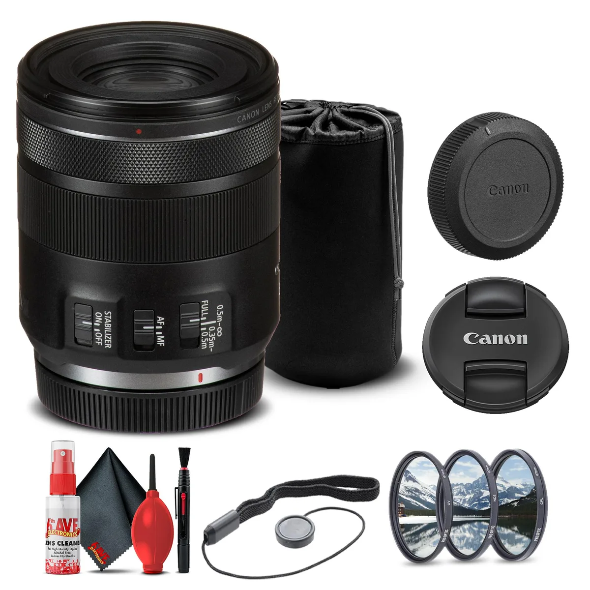 Canon Canon RF 85mm f/2 Macro IS STM Lens + Filter Kit + Pouch Bundle — product photo