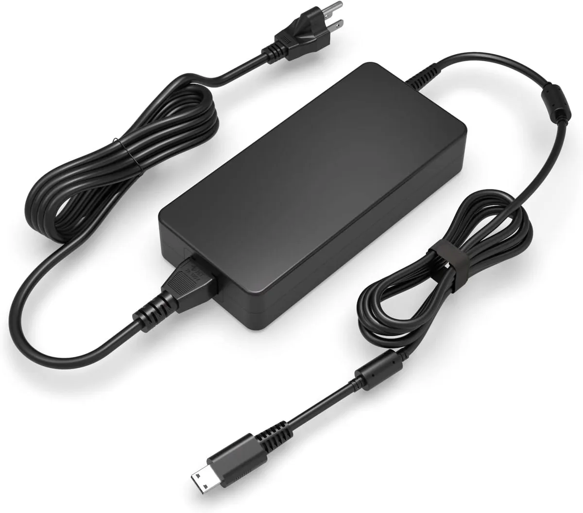 Black rectangular 280W laptop AC adapter with detachable power cord