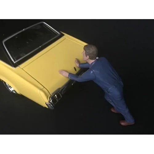 American Diorama American Diorama Mechanic Darwin Pushing Car Figurine 1/24 Scale 2.75 Inches — product photo