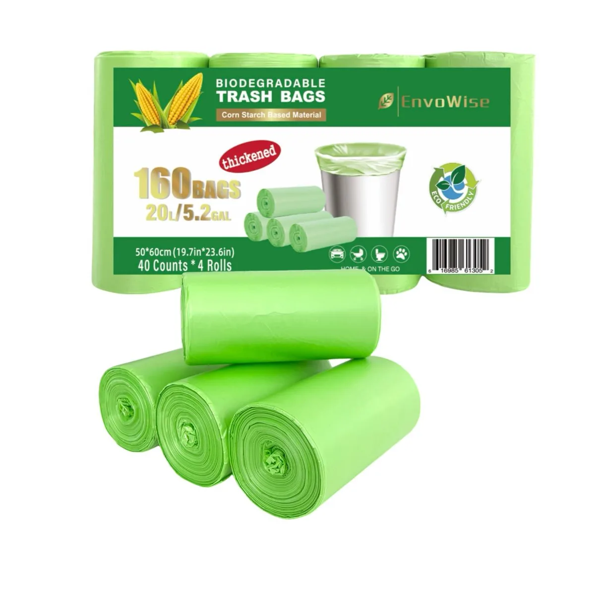  EnvoWise Thickened Biodegradable Trash Bags 20L 160 Count — product photo
