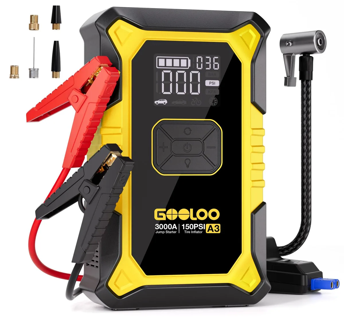 GOOLOO GOOLOO A3-Yellow 3000A Jump Starter with Air Compressor — product photo