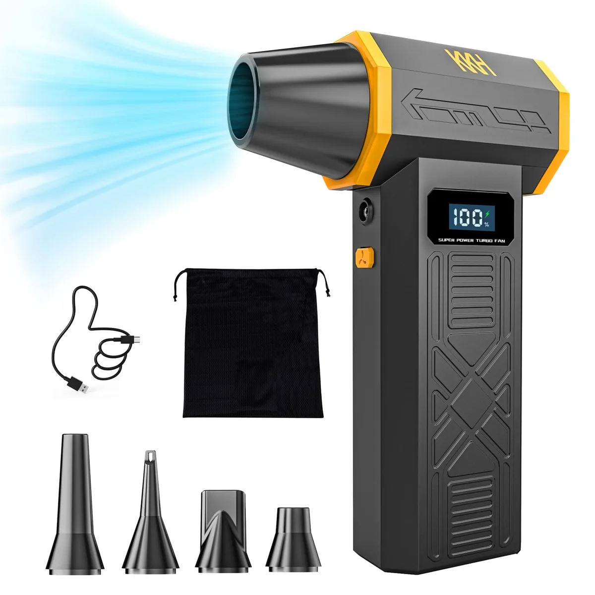  KKH air duster 01 Grey 120000RPM 5200mAh USB-C — product photo