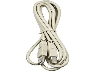 Black USB-A to USB-B cable with straight connectors, two metres long