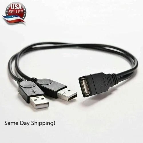 NShi NShi USB 2.0 Y Splitter Cable 1 Male to 2 Female 39cm Black — product photo