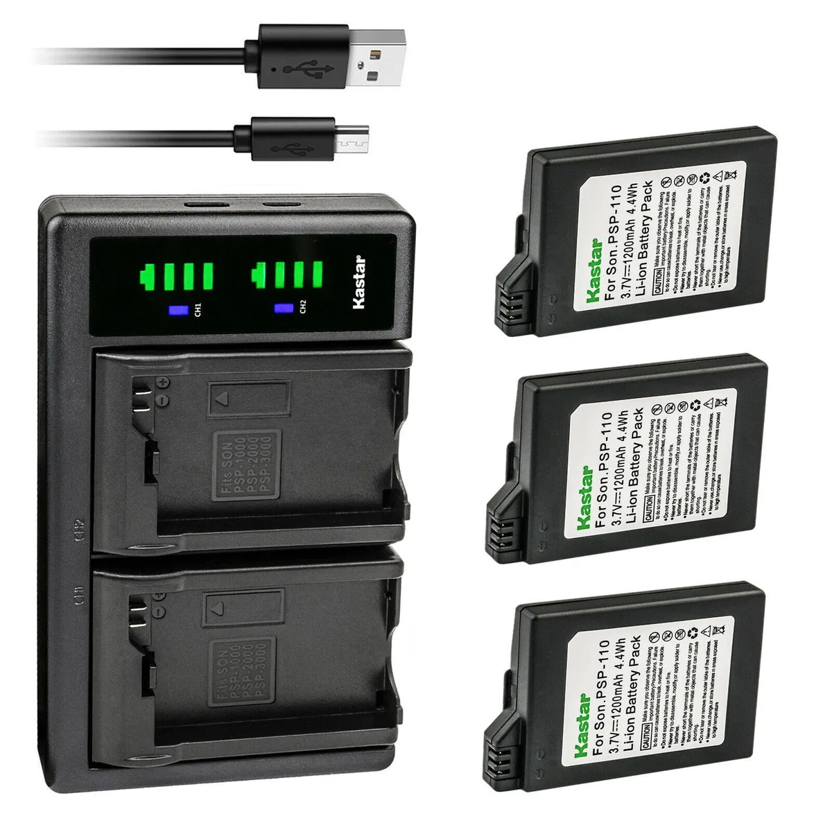Kastar Kastar PSP-110S 3-Pack Battery &amp; LTD2 USB Charger — product photo