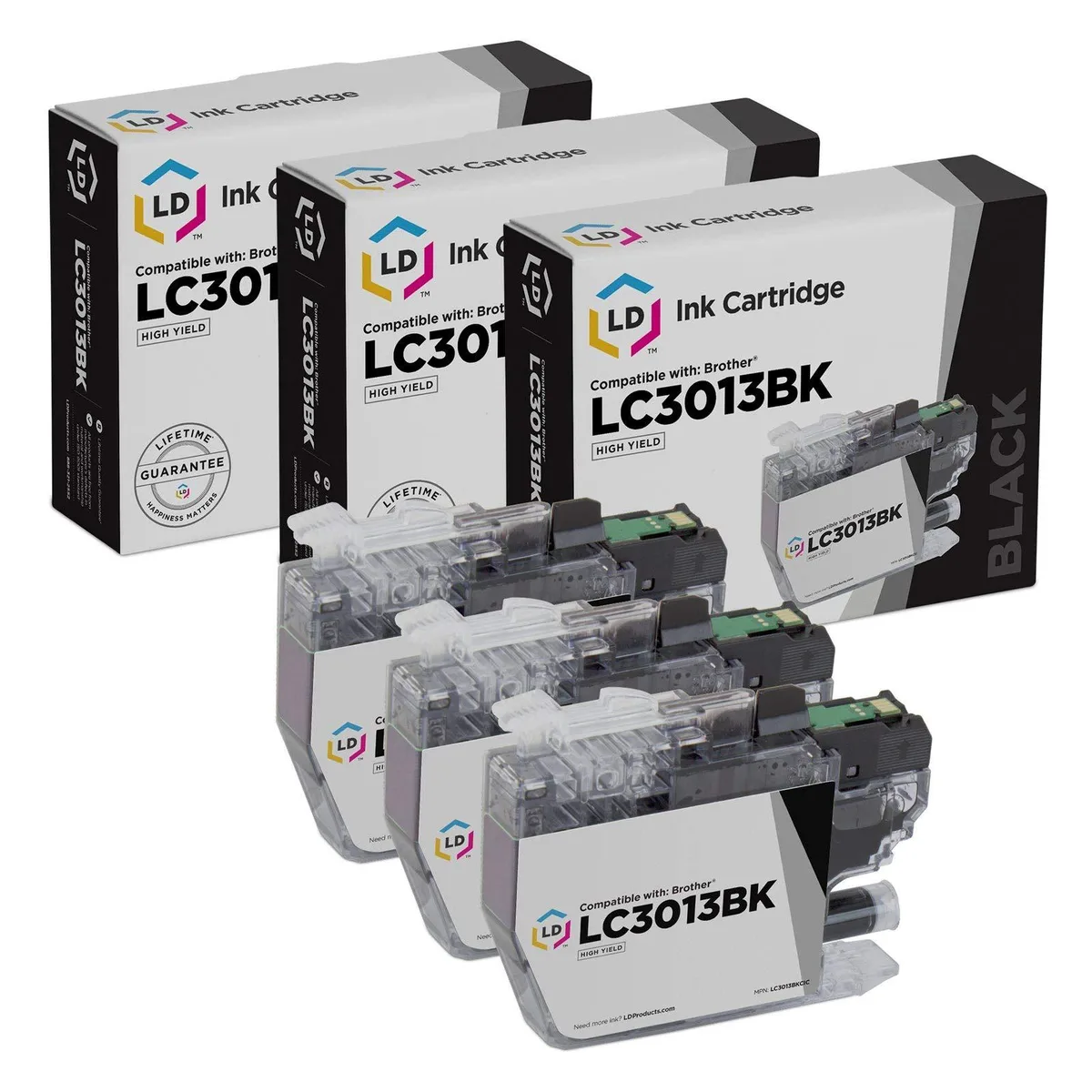 LD Products LD Products Compatible Ink Cartridge for Brother LC3013 High Yield Black 3-Pack — product photo