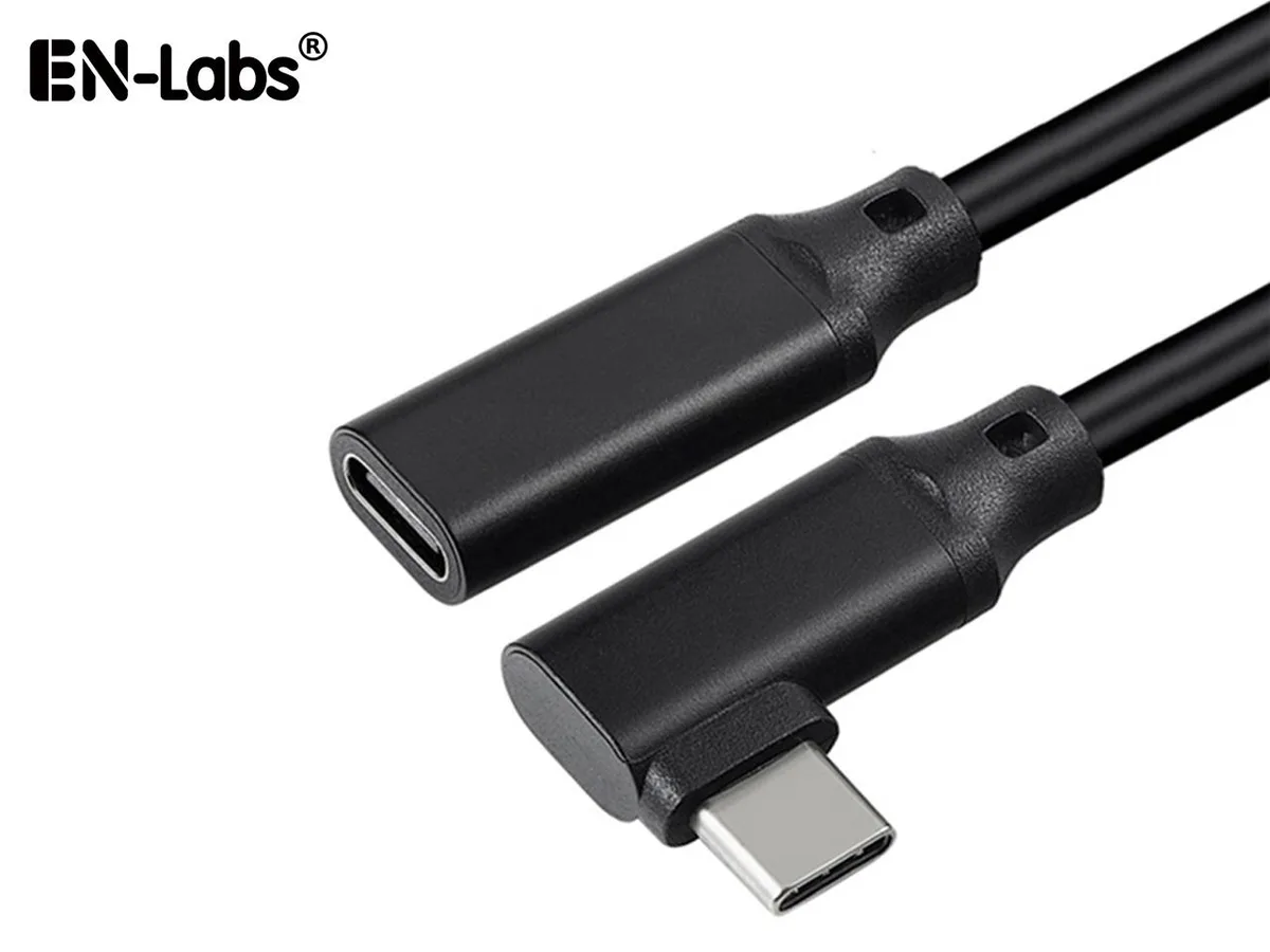 EN-Labs EN-Labs USB10GCMF1M90 USB-C 90° Male to Female Extension Cable 3.3ft Black — product photo