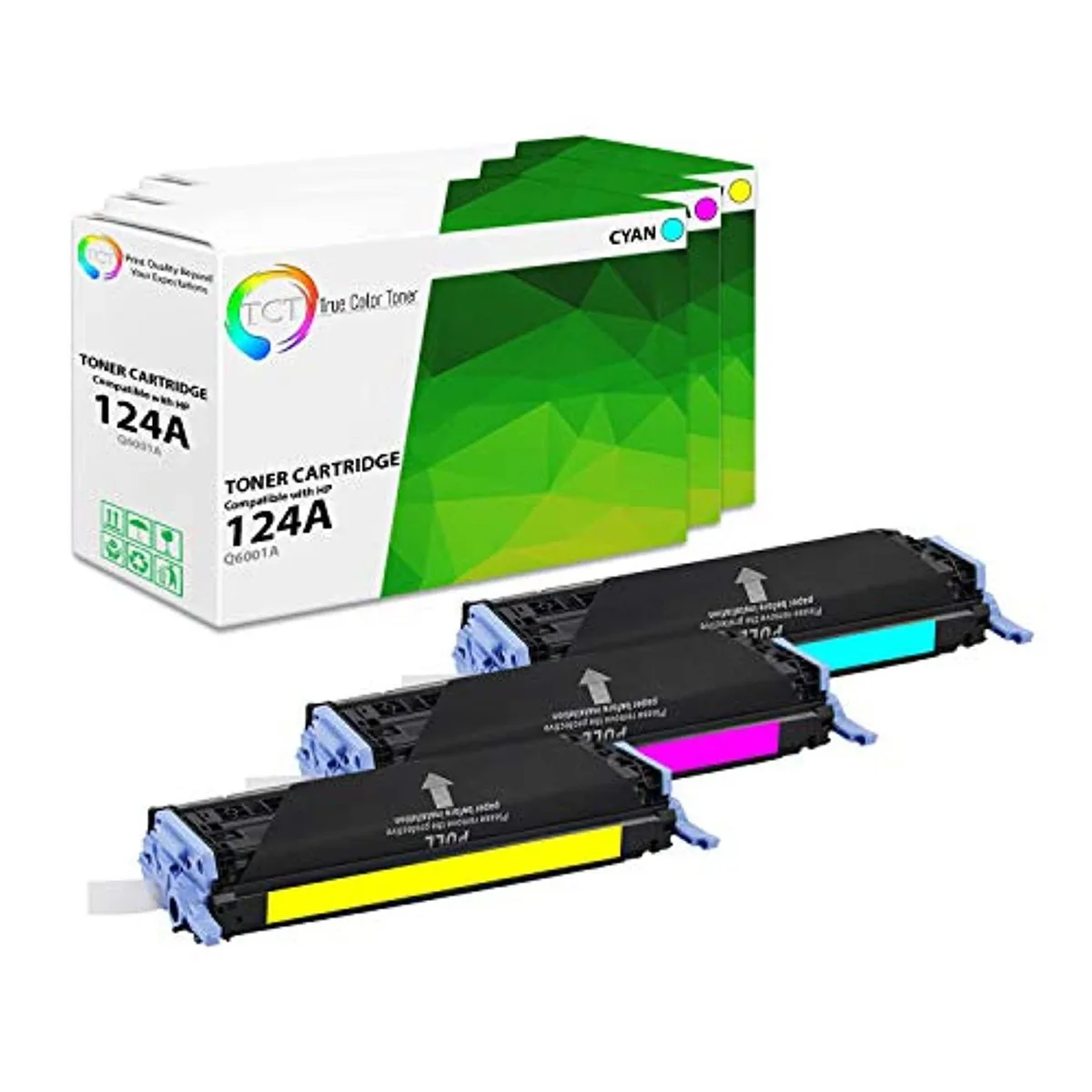 True Color Toner True Color Toner 124A toner cartridge 3 pack Q6001A Q6002A Q6003A — product photo