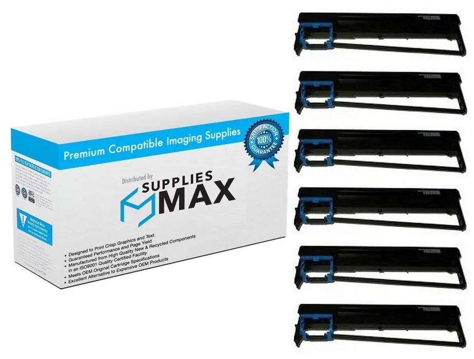 SuppliesMax SuppliesMax 099001 Black Printer Ribbon 6-Pack for Dascom 1125/1325/DS-300 — product photo