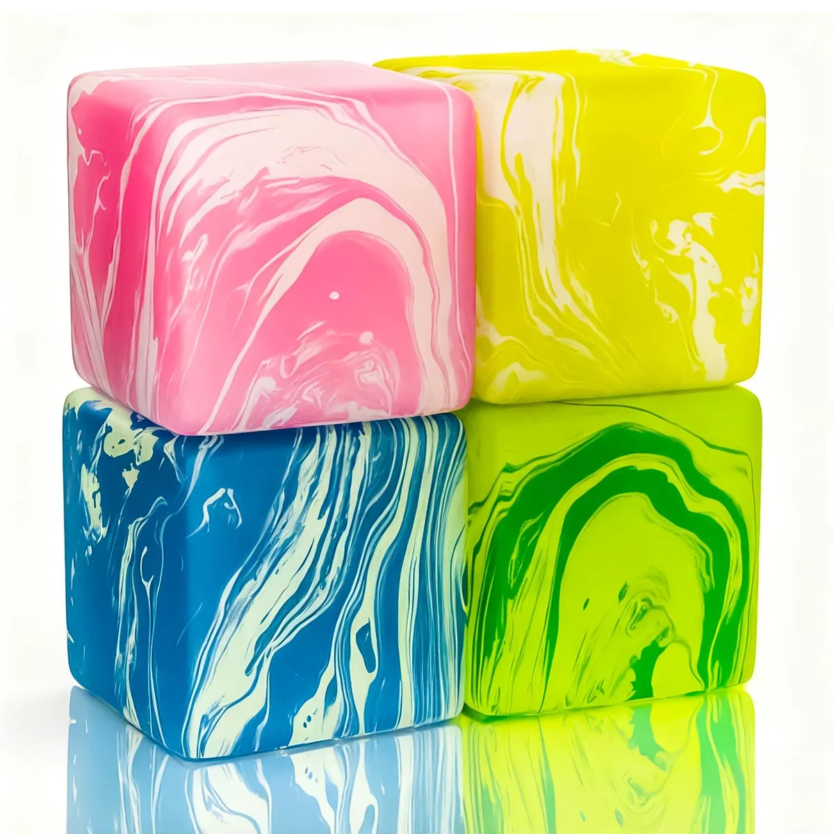 Swirl Fidget Toy Stress Cube 4 Pack Ice Cube Squishy 2.1 inches — product photo