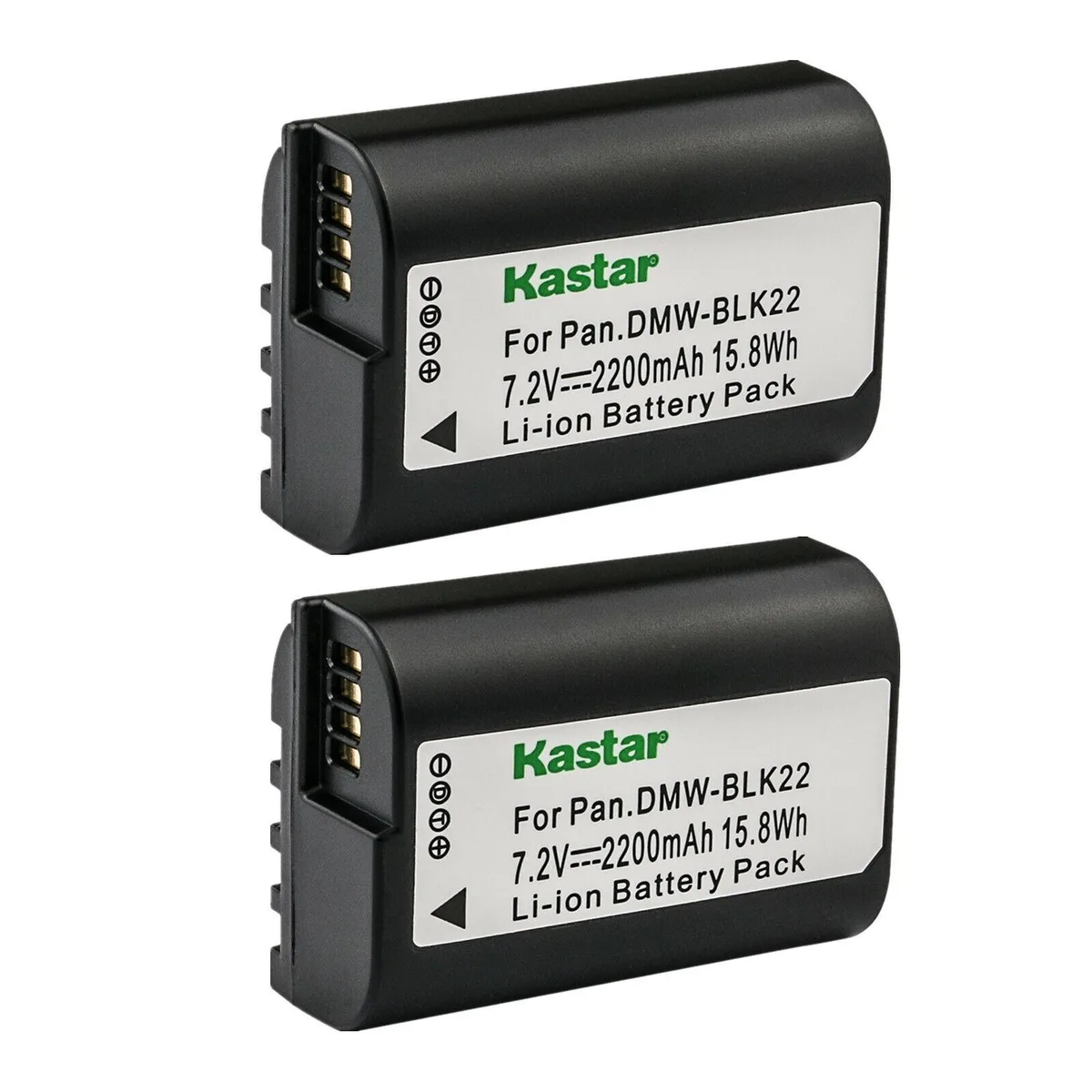 Kastar Kastar DMW-BLK22 2-pack 2200 mAh 7.2 V 15.8 Wh camera battery — product photo