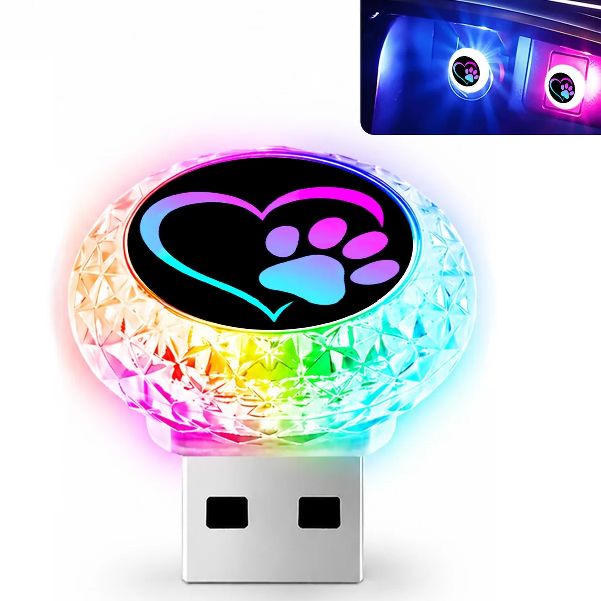  Love Dog Claw USB LED Car Atmosphere Lamp 7 Colors — product photo