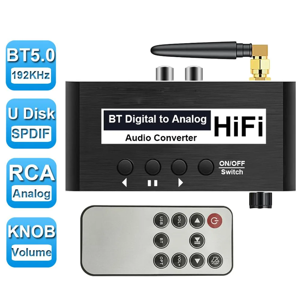 Jansicotek Jansicotek 192KHz DAC Bluetooth 5.0 Optical USB to RCA 3.5mm Audio Converter — product photo