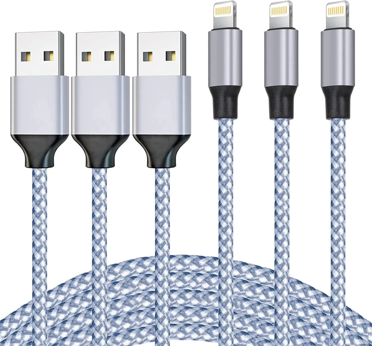 lelisten lelisten MFi Certified 3-Pack 6ft USB-A to Lightning Cable Charger — product photo