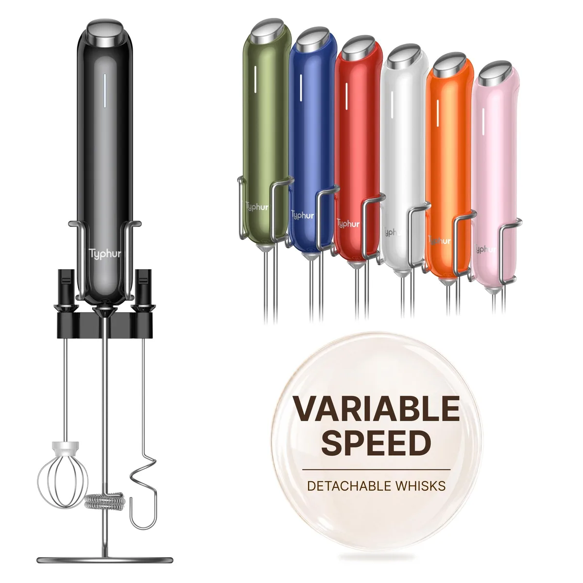  Brentwood InstaWhisk Upgraded Milk Frother White 1500mAh USB-C 10000 RPM — product photo