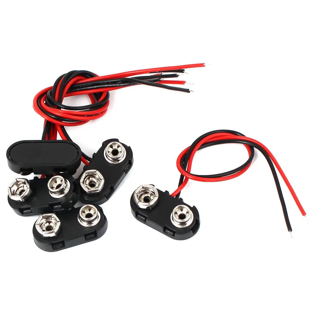 Unique-Bargains Unique-Bargains 5 Pcs 9V Battery Clip Connectors T-Type 15cm Leads — product photo