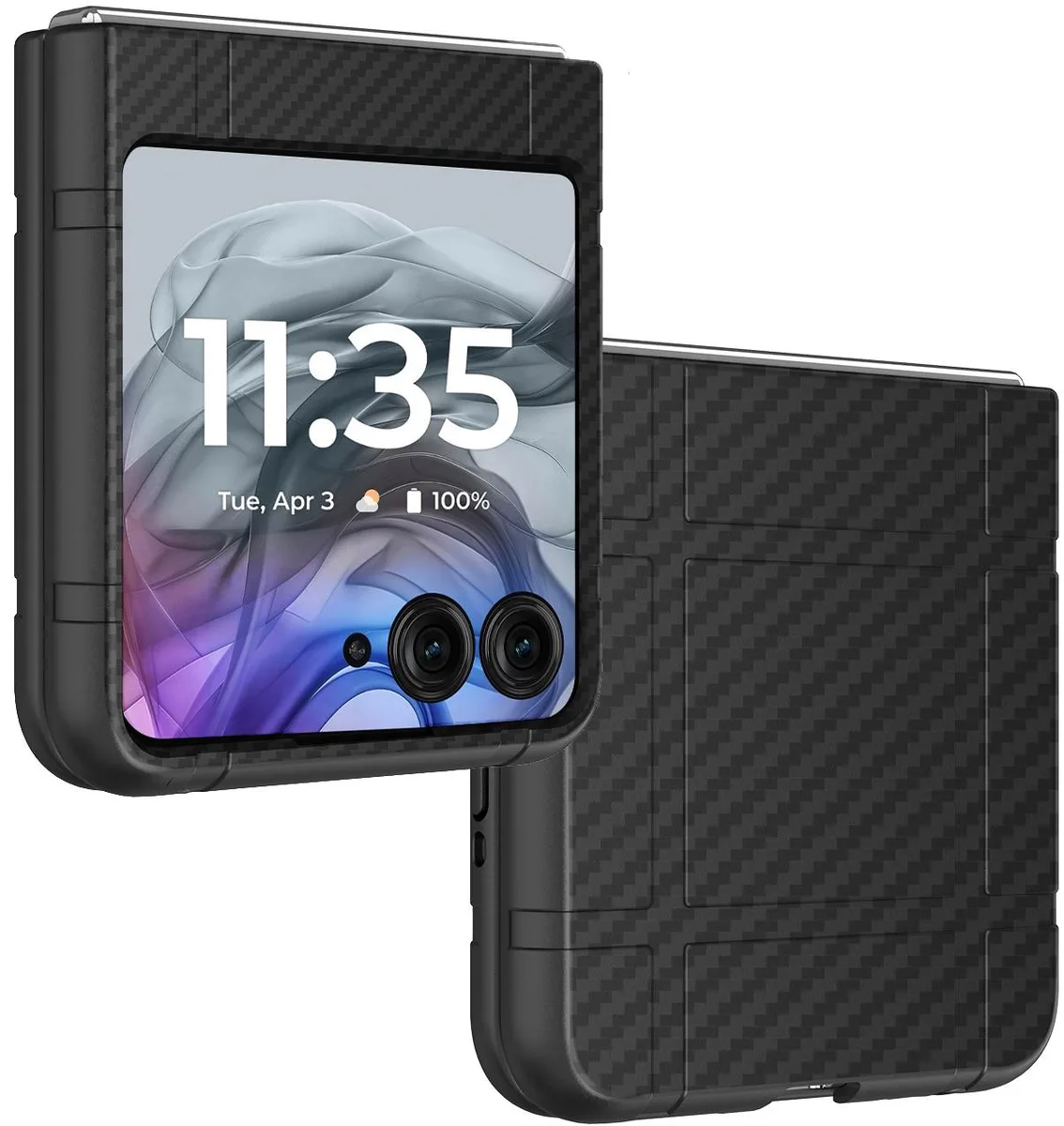 Nakedcellphone Nakedcellphone Hard Case Slim Cover for Motorola RAZR 2024/2025/2026 Black Carbon Fiber — product photo