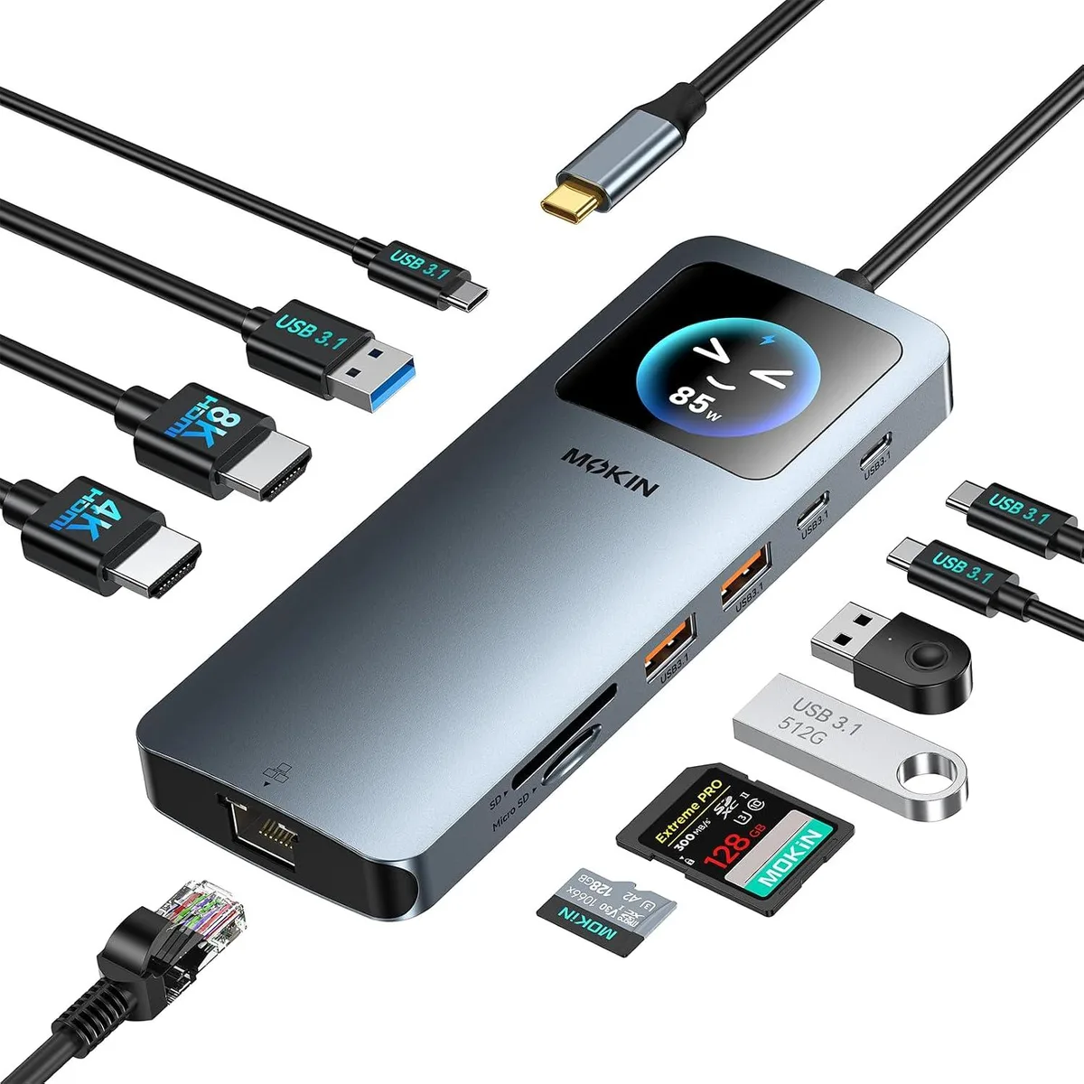 MCHOSE MCHOSE 12-in-1 USB Display Adapter Dual HDMI 8K 30Hz 4K 60Hz LCD PD 100W 2500Mbps 10Gbps — product photo