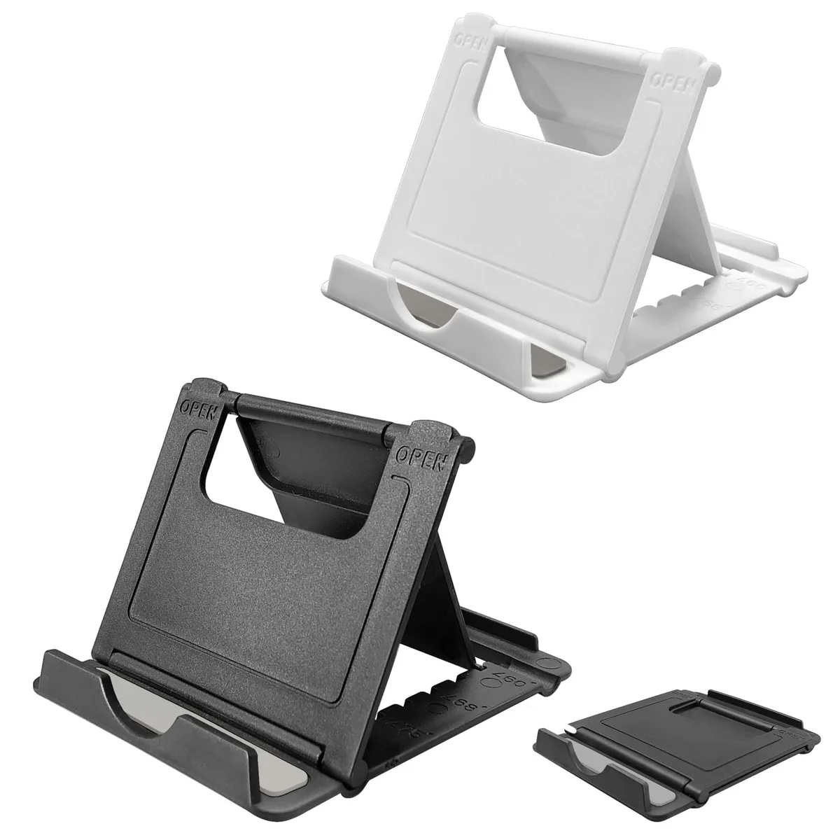 POQOD Cell Phone Stand 2 Pack Black &amp; White Foldable — product photo