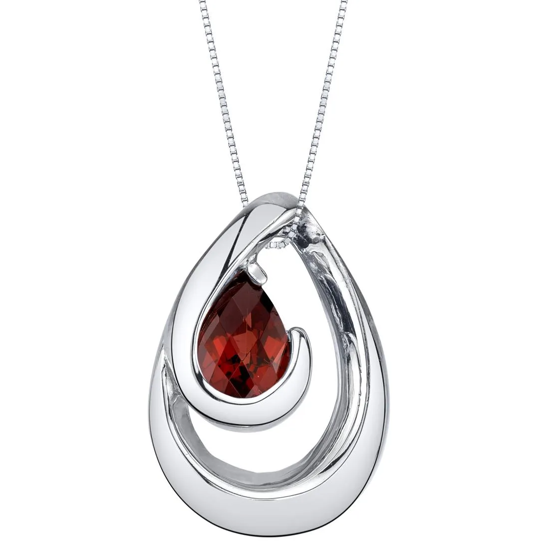 Oravo Oravo Garnet Sterling Silver Wave Pendant Necklace 18" .75 ct 925 — product photo