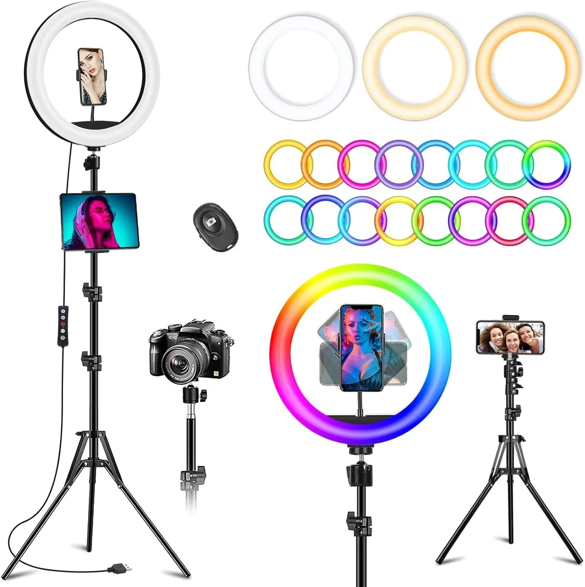  Neewer 10.3" Ring Light Kit with 63" Tripod and Phone Holder 51 Color Modes — product photo