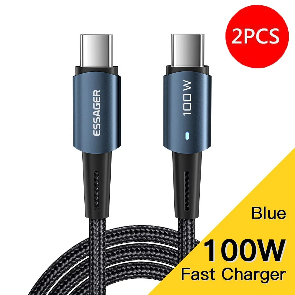 Jansicotek Jansicotek Essager CG100W USB-C to USB-C cable 100W 6.6FT 2-pack Blue — product photo