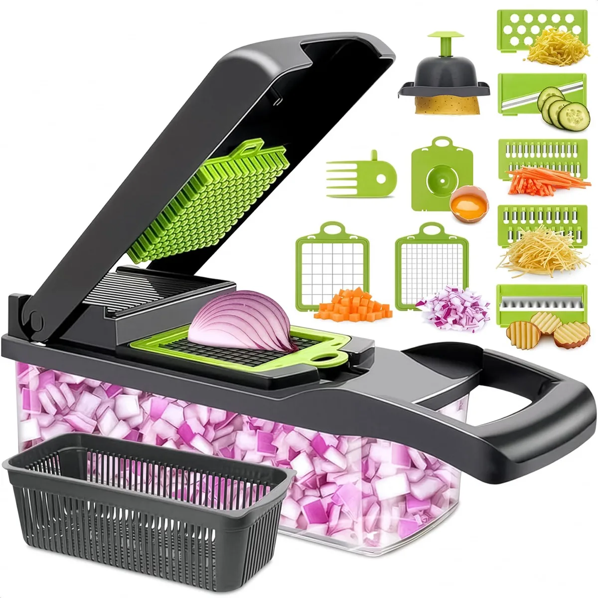 LIBERHAUS Vegetable Chopper 14-in-1 with Container — product photo