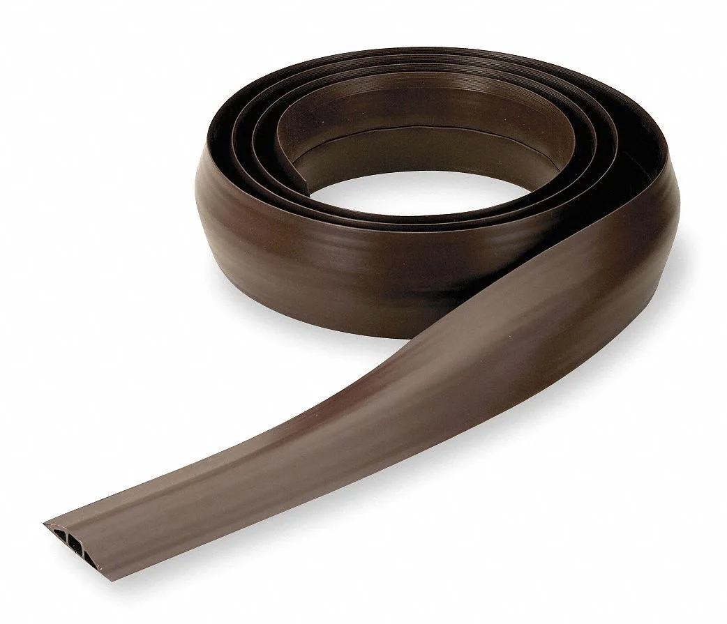 Black PVC cable protector, 25 ft long, 3 in wide, smooth finish