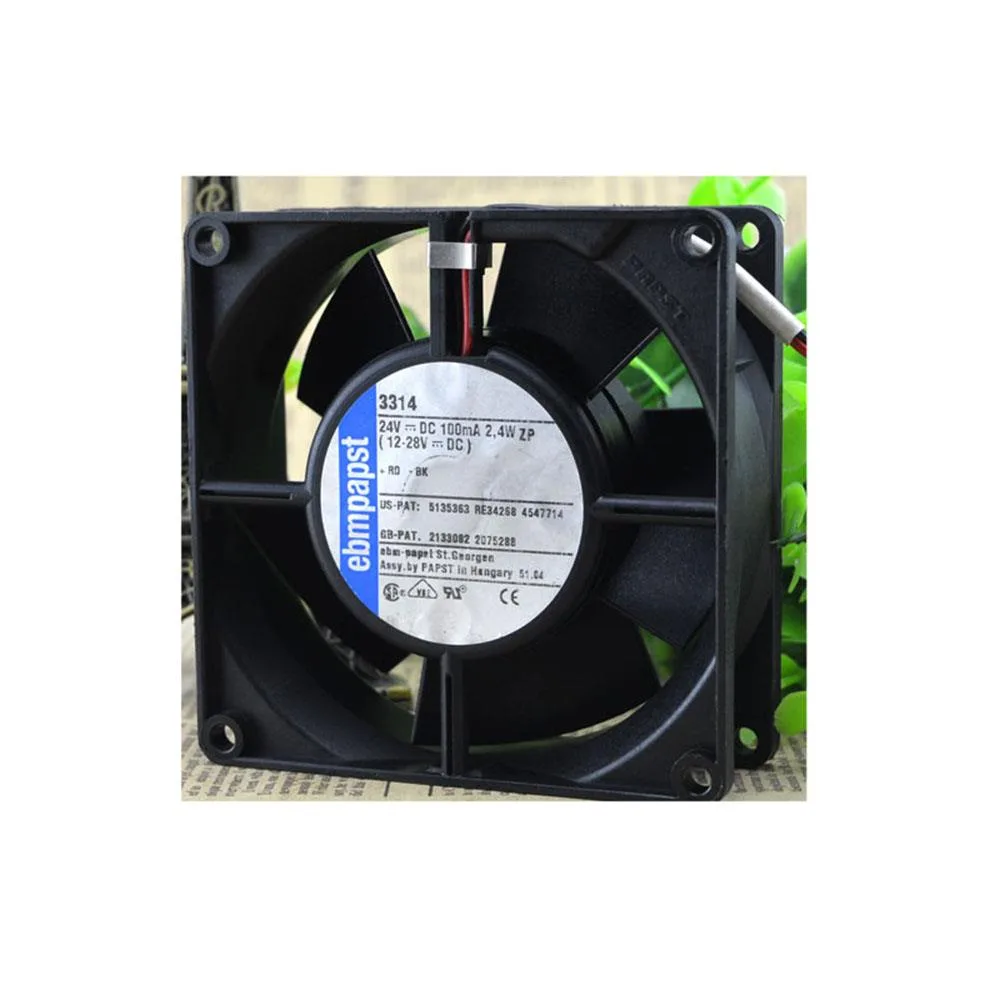 Square black frame fan 92 by 92 by 32 mm with wire leads