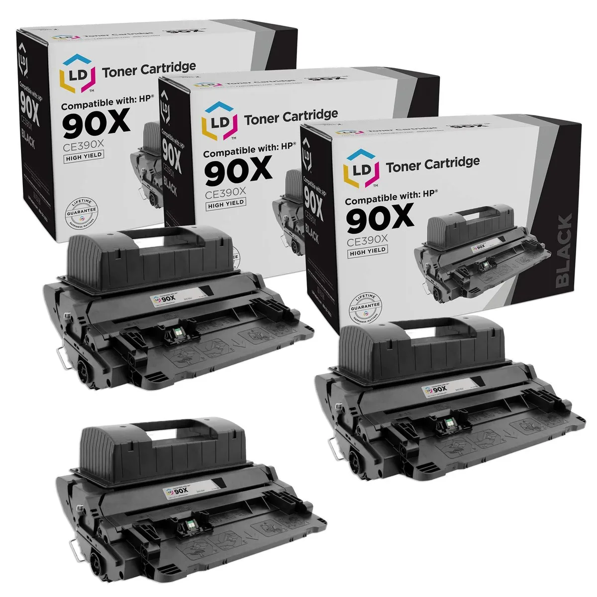 LD Products LD Products HP 90X CE390X High Yield Black Toner Cartridge 3-Pack — product photo