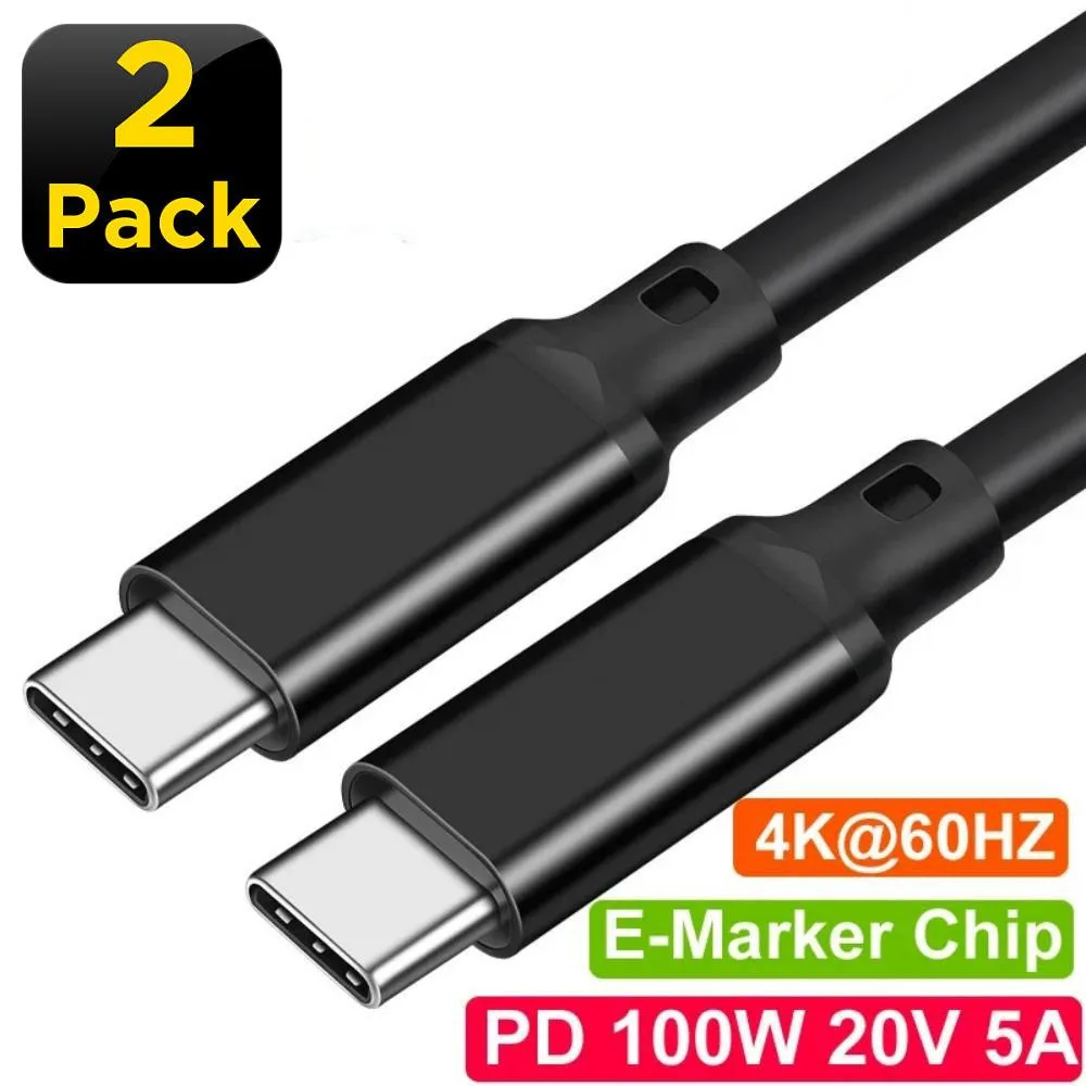 LUOM LUOM PD100W USB C to USB C cable 20Gbps 100W 4K 60Hz 10ft 2 pack — product photo