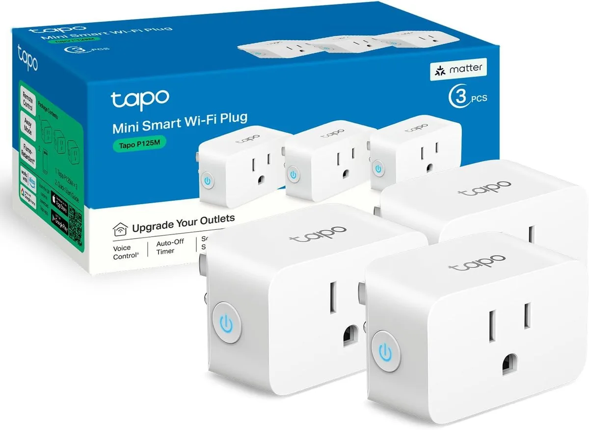 TP-Link TP-Link Tapo P125M Smart Plug Mini 15A 1800W 2.4GHz White 3-Pack — product photo