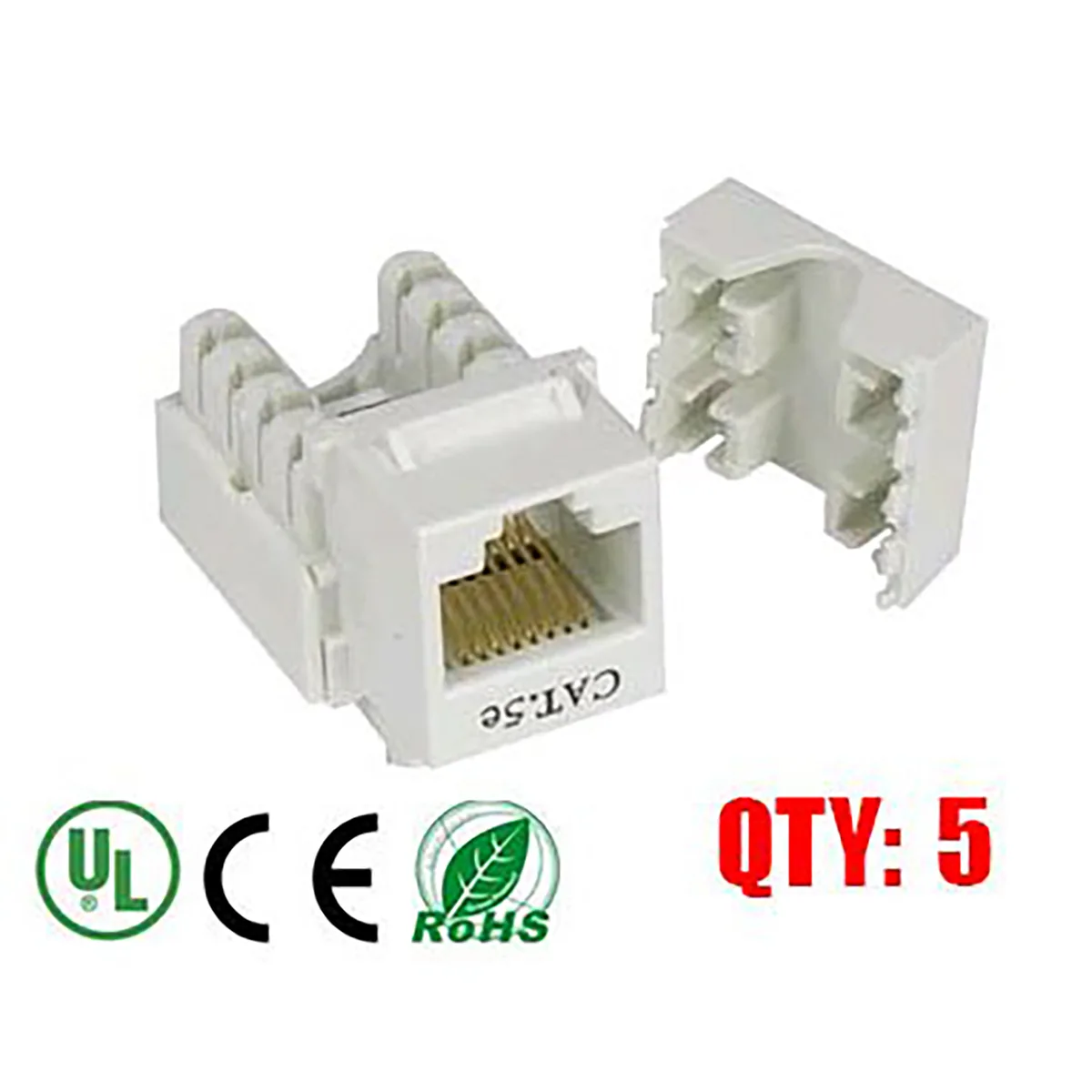 iMBAPrice iMBAPrice White Cat5e RJ45 Punch Down Keystone Jack 5 Pack — product photo