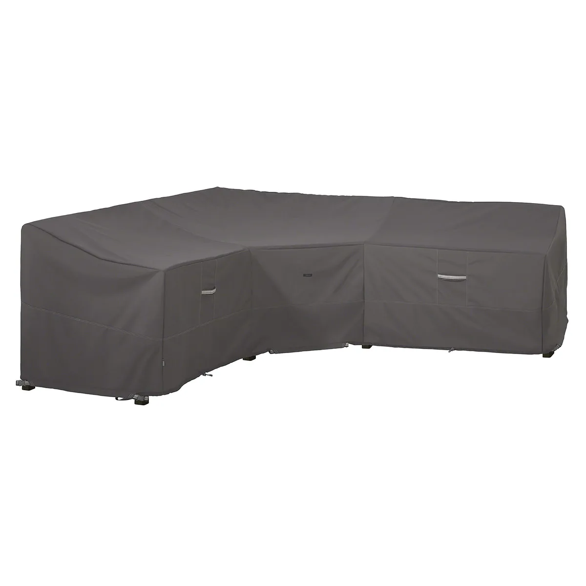 Navy blue V-shaped sectional cover with padded handles and air vents