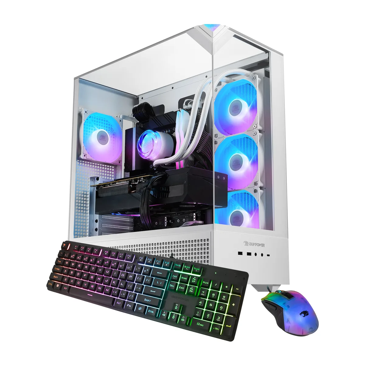iBUYPOWER iBUYPOWER EWA7N57T01 gaming PC Ryzen 7 7800X3D RTX 5070Ti 16GB 32GB DDR5 1TB NVMe — product photo