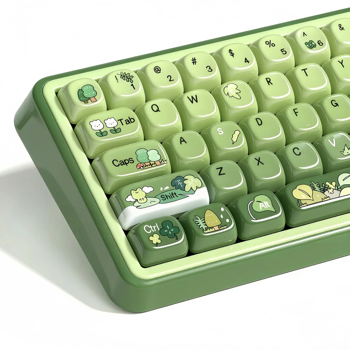 Womier Womier Cute Frog Ceramic MOA Keycap Set Matcha Green 128-Key — product photo