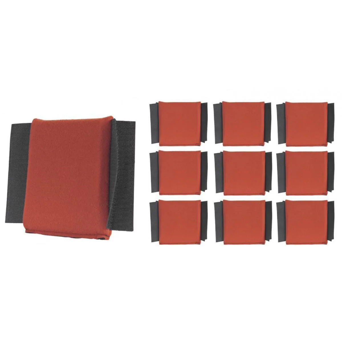 Ten copper Veltex-wrapped foam dividers, five inches square