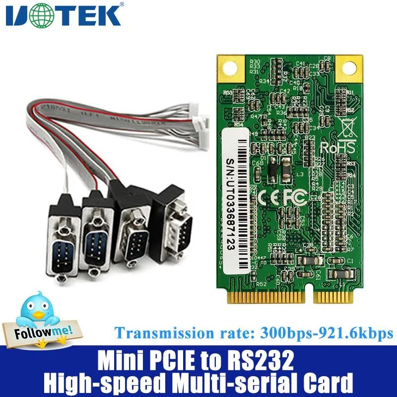 UOTEK UOTEK UT-7784B Mini PCIe RS-232 4-port serial card — product photo